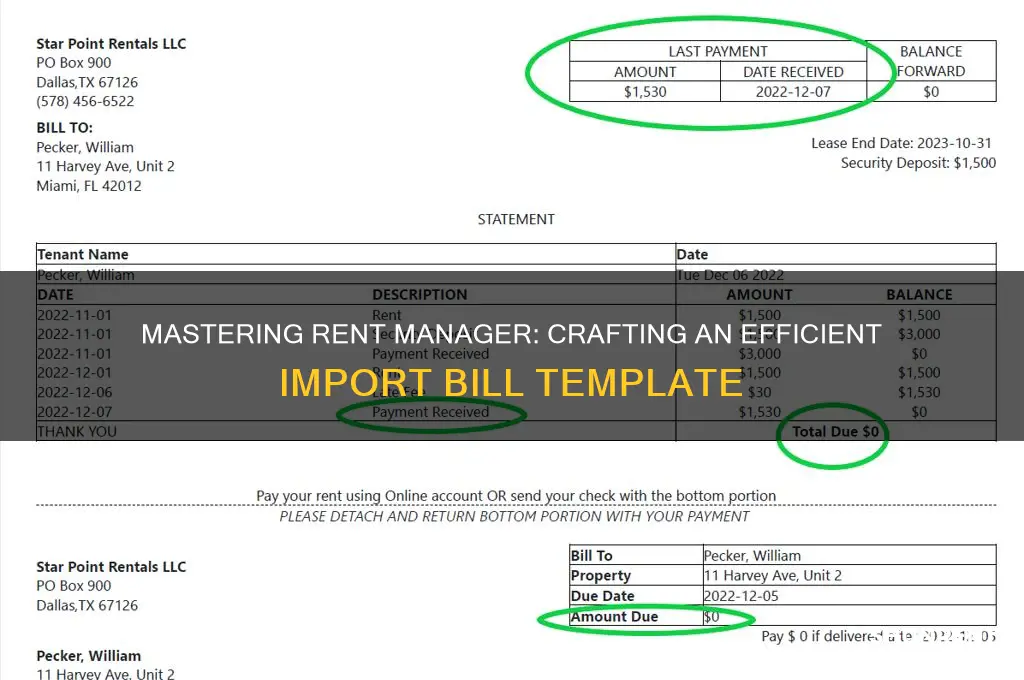 how to create an import bill template in rent manager