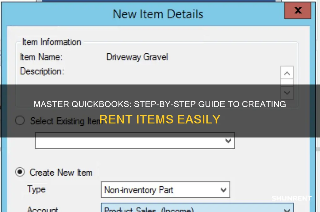 how to create rent item in quickbooks