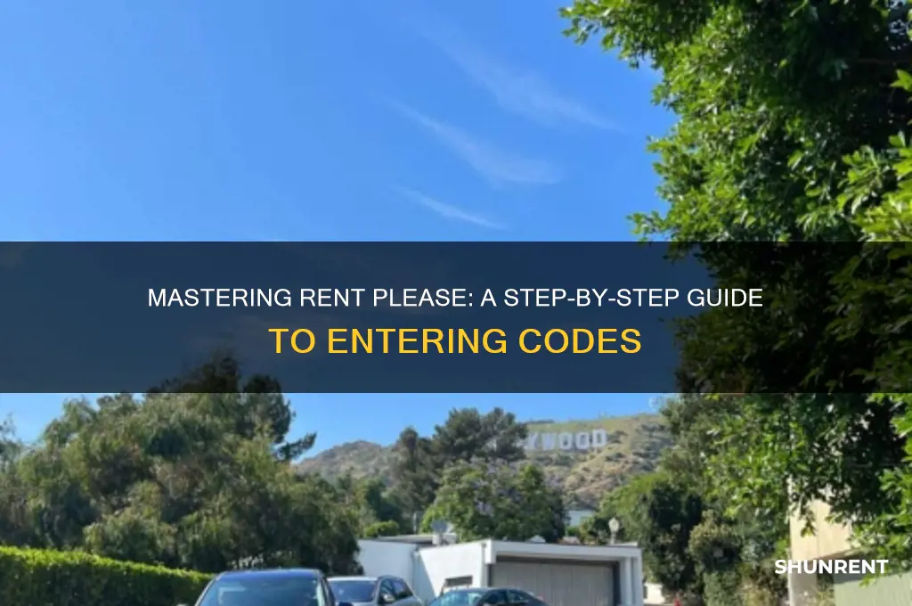 how to enter codes in rent please