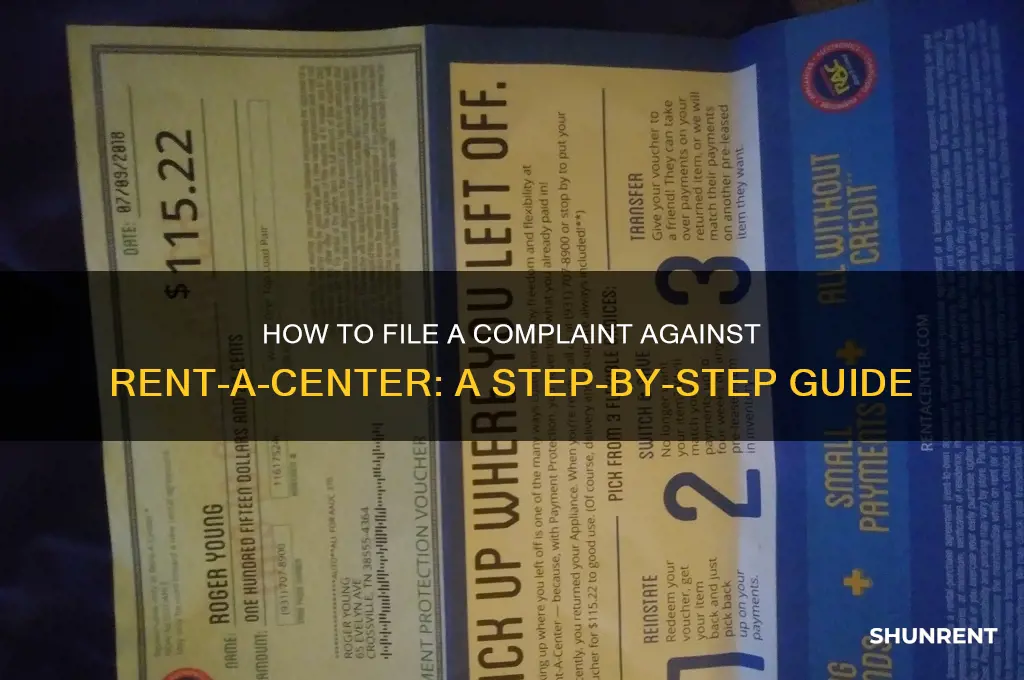 how to file a complaint against rent a center