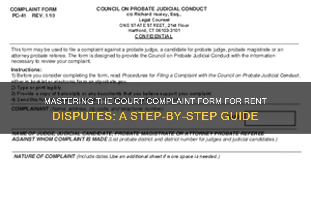 how to fill out a court complaint form for rent