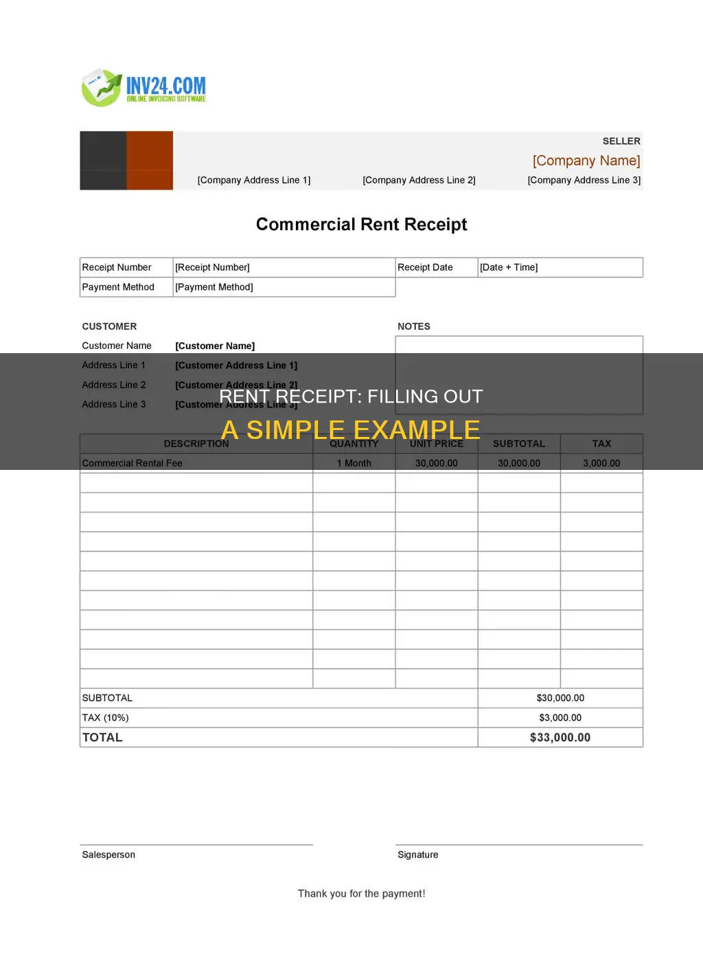 how to fill out a rent receipt example