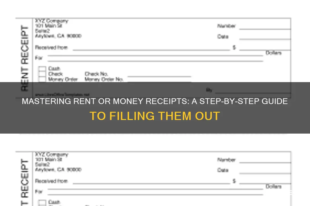 how to fill out rent or money receipts