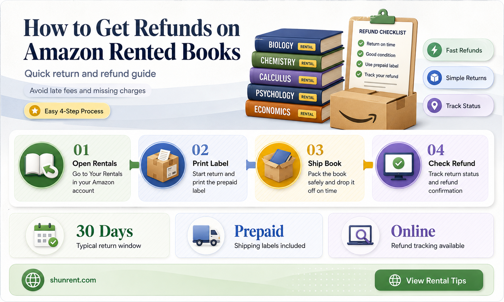 does amazon give you a refund when returning rented books