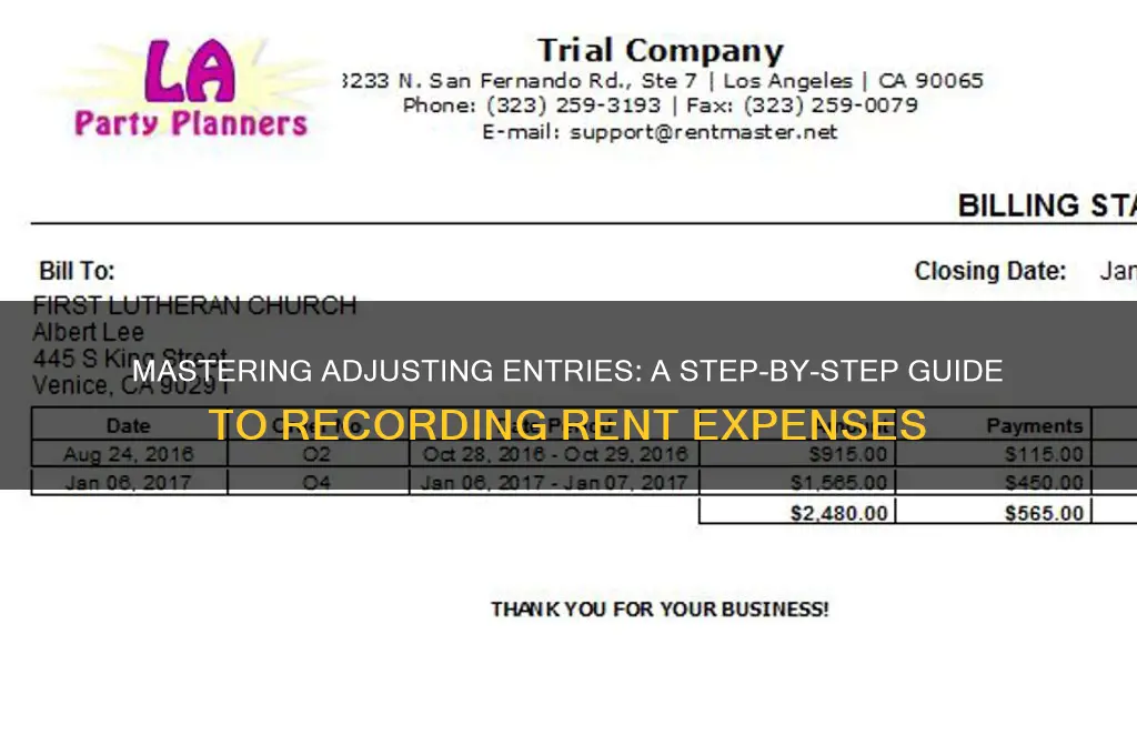 how to make an adjusting entry for rent