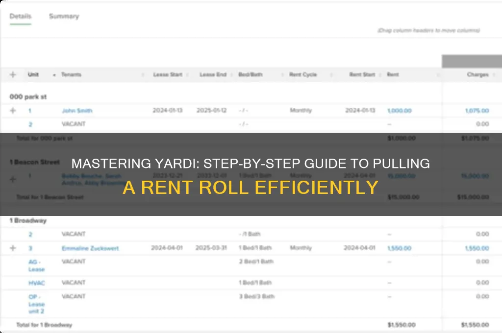 how to pull a rent roll in yardi