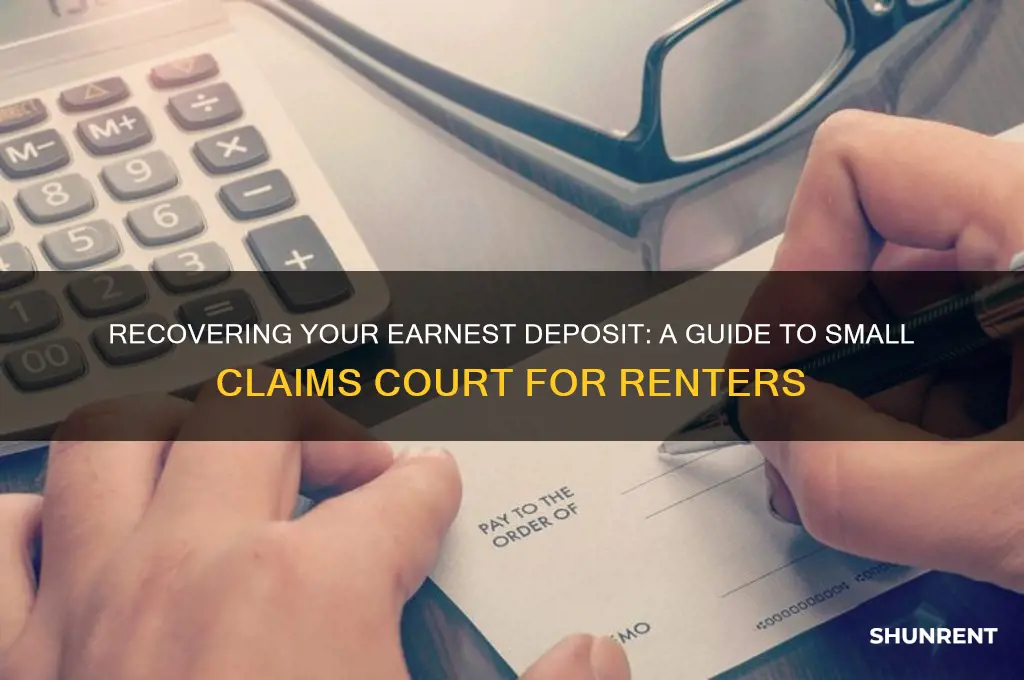 how to pursue small claims for earnest deposit rent