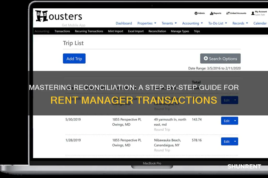 how to reconcile transactions in rent manager