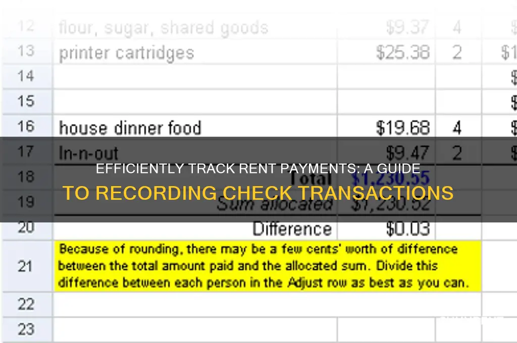how to record rent paid with check