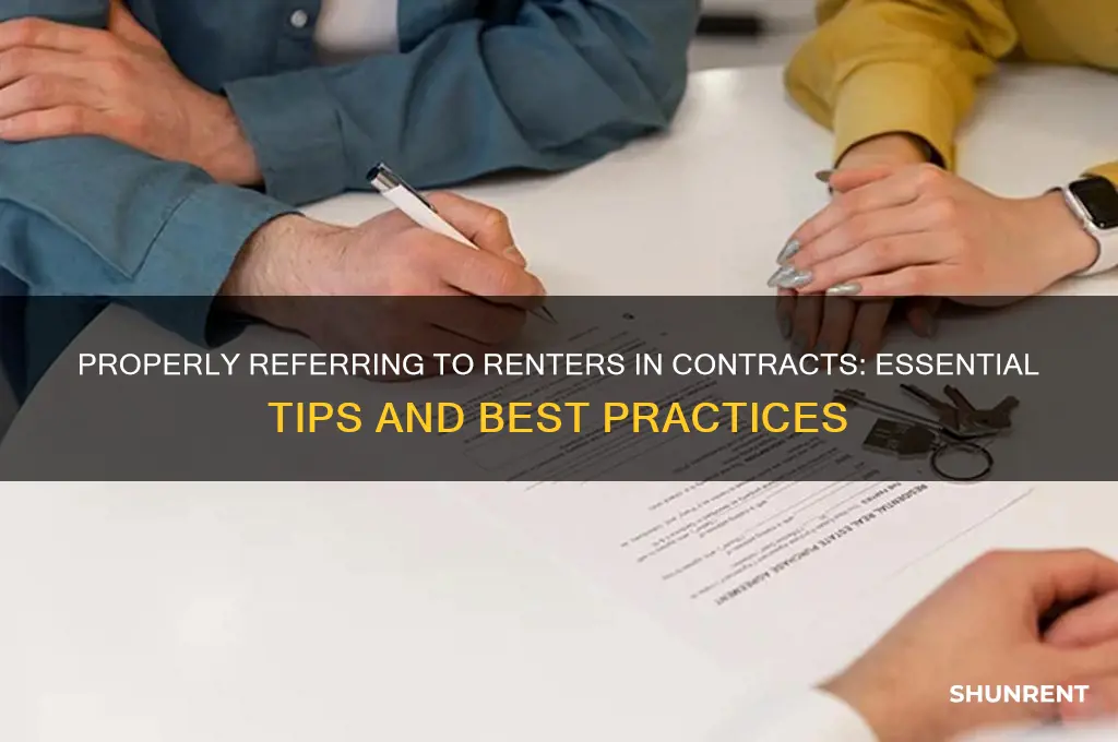 how to refer to a renter in a contract