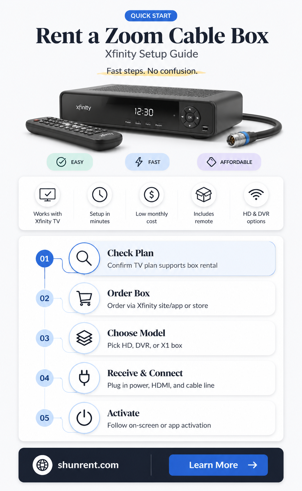 am i renting a zoom cable box from xfinity