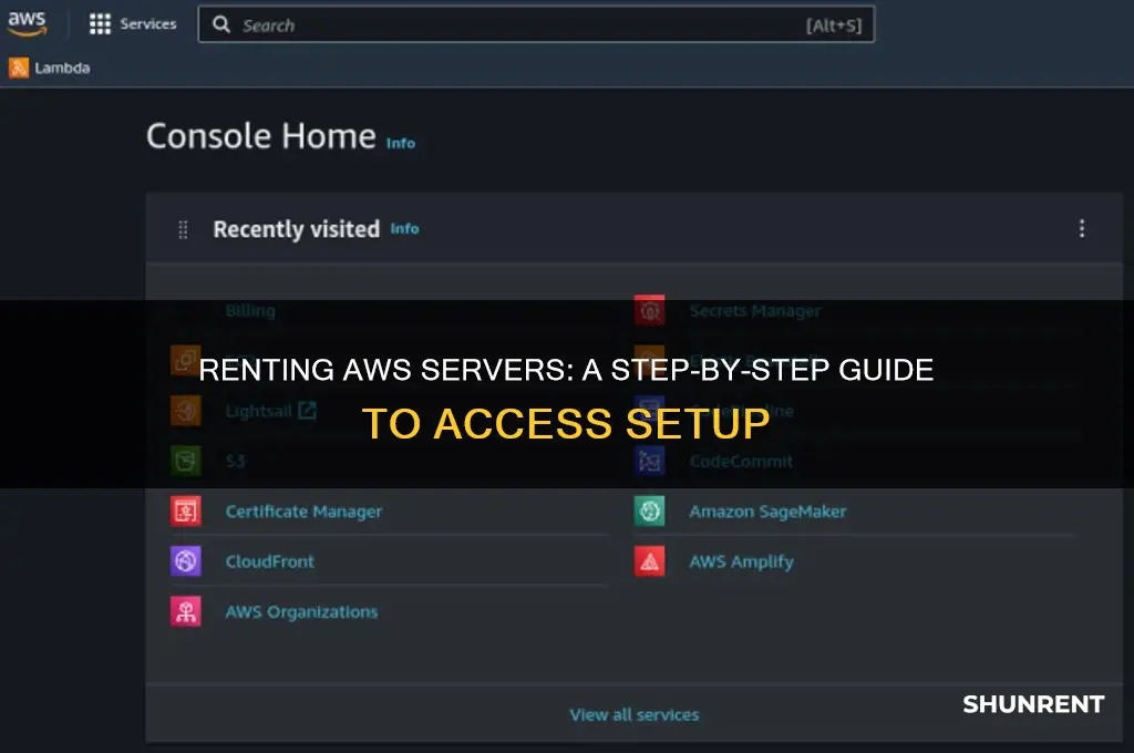 how to rent server aws and give an access