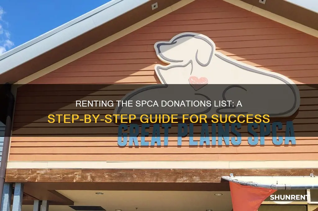 how to rent the spca donations list
