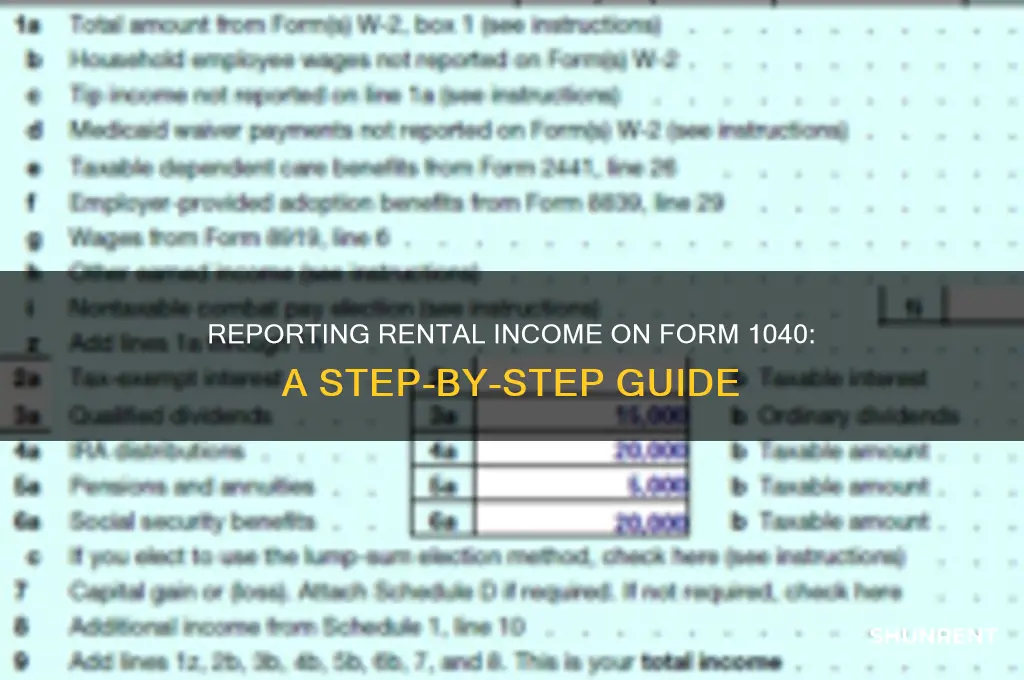 how to report rent on form 1040