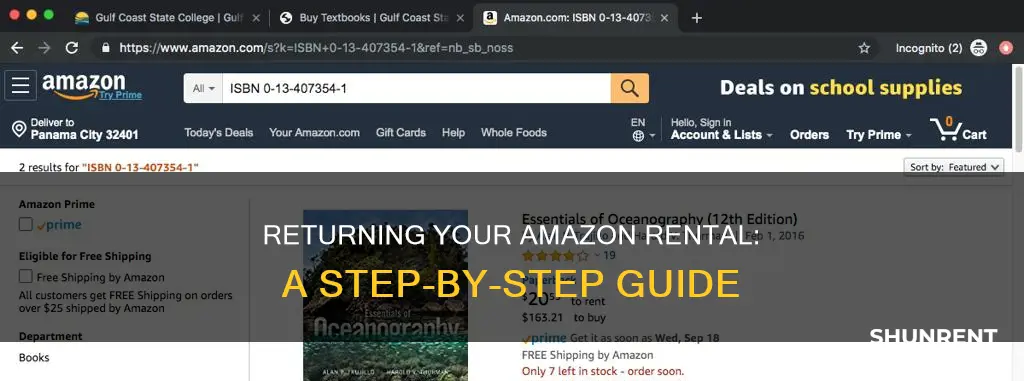 how to return a rented book from amazon