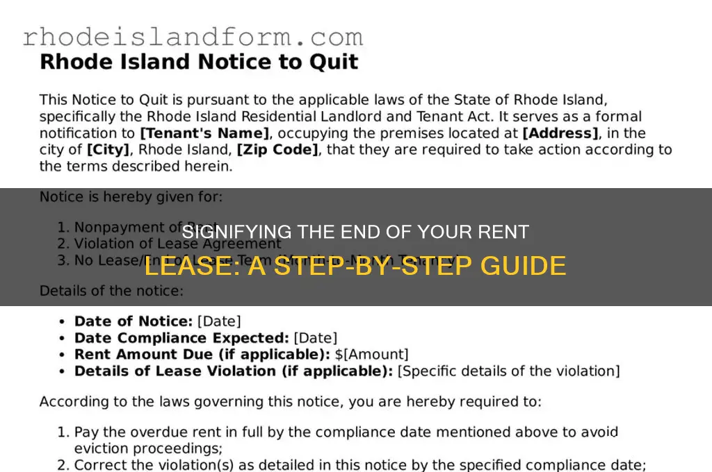 how to signify end of rent lease
