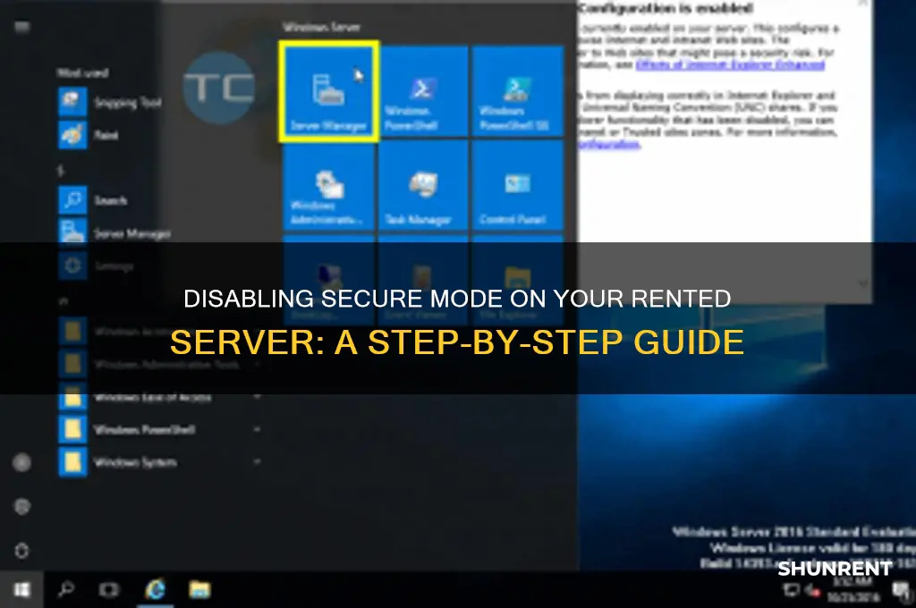 how to turn off secure mode on a rented server