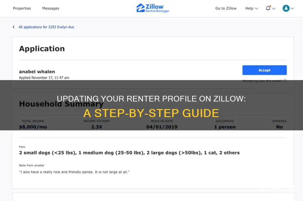 how to update renter profile on zillow