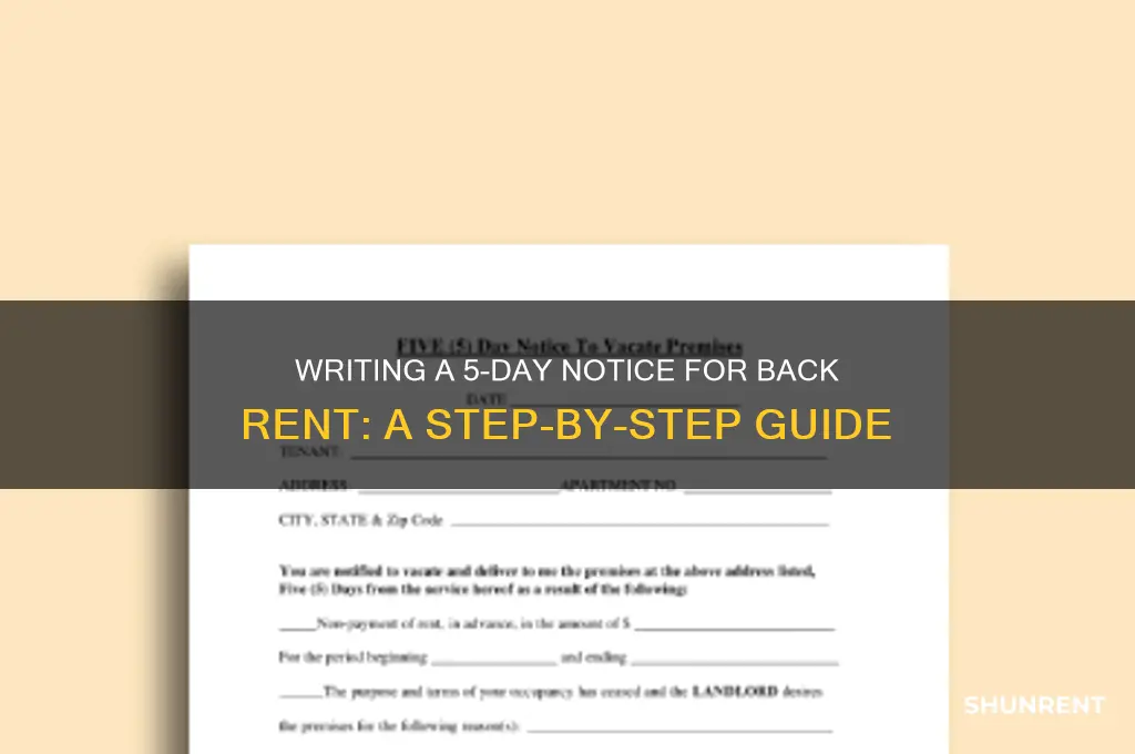 how to write a 5 day notice for back rent