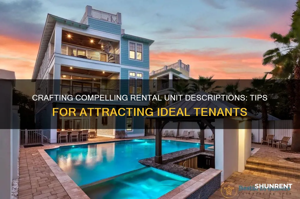 how to write a description for a unit for rent