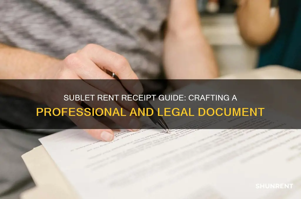 how to write a receipt for sublet rent