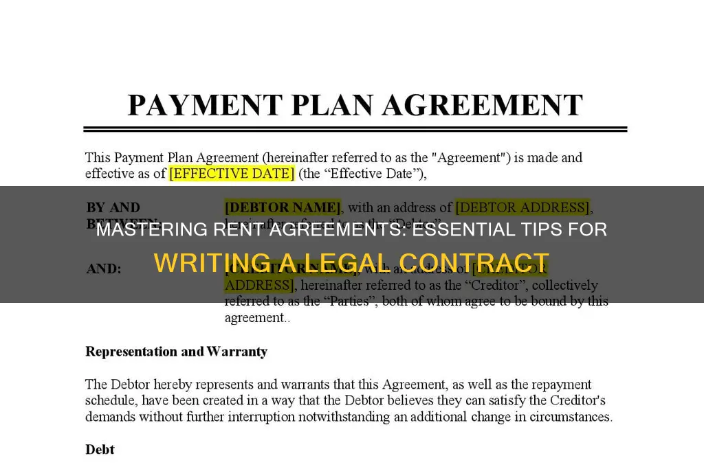 how to write a rent