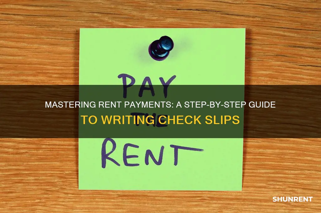 how to write check for rent slip