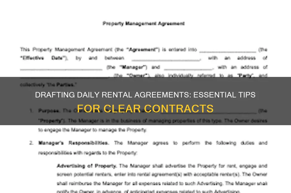 how to write daily rent into a contract