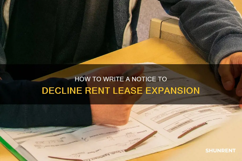 how to write notice to not expandyour rent lease