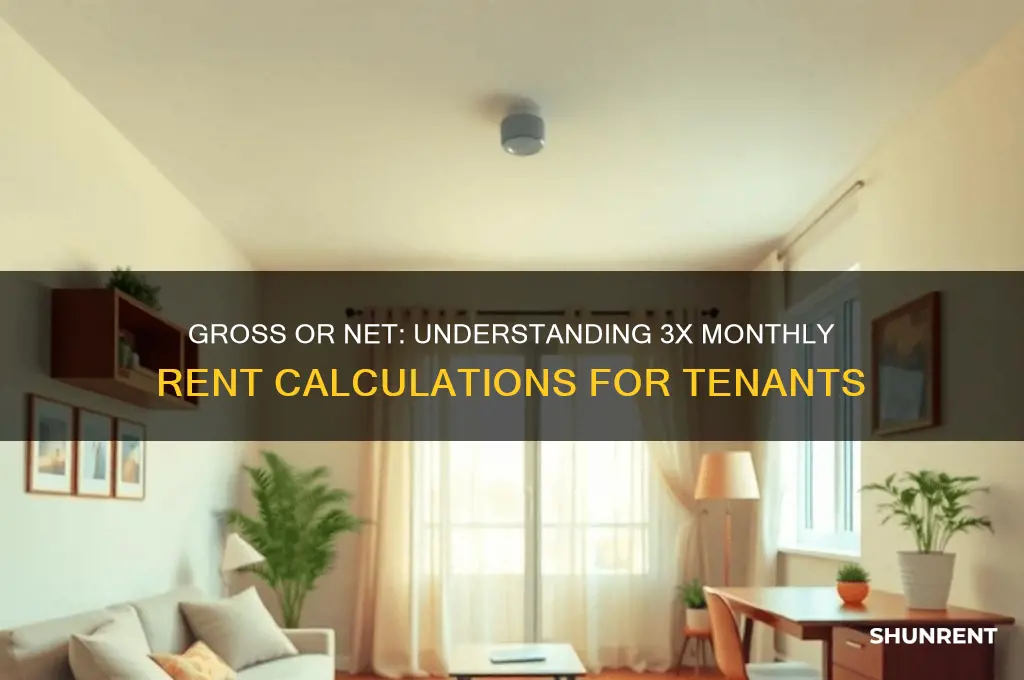 is 3 times monthly rent gross or net