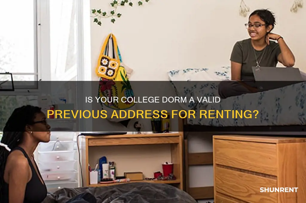 is a college dorm considered a previous address for rent