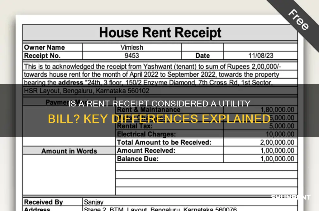 is a rent receipt a utility bill