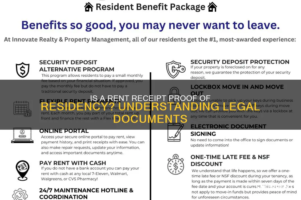 is a rent receipt proof of residency