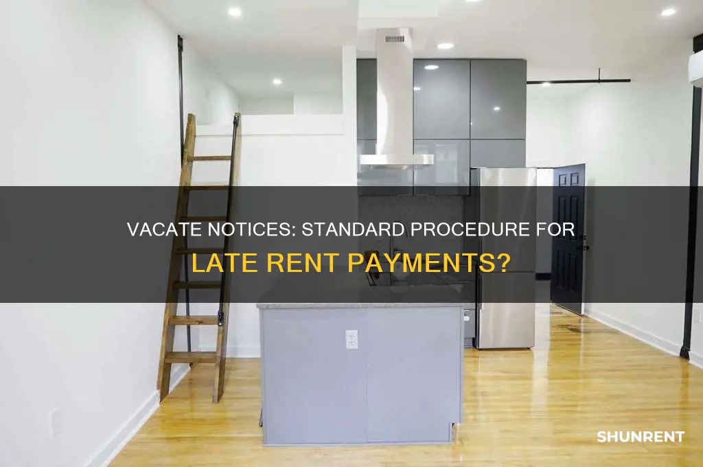 is a vacate notice regular protocol on late rent