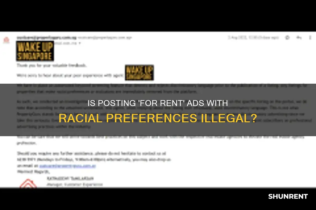 is it illegal to post for rent race