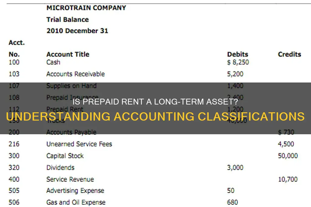 is prepaid rent a long term asset