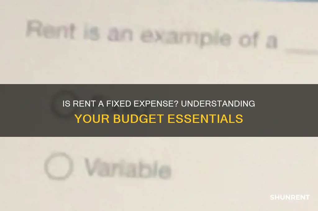 is rent is considered a fixed expense