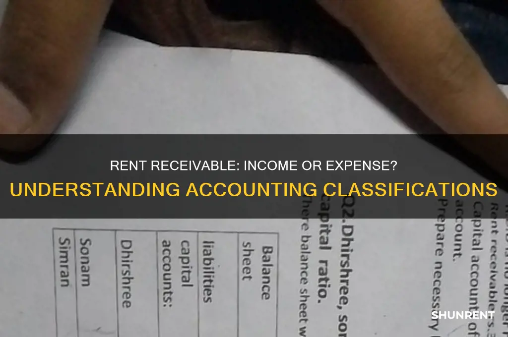 is rent receivable an income or expense