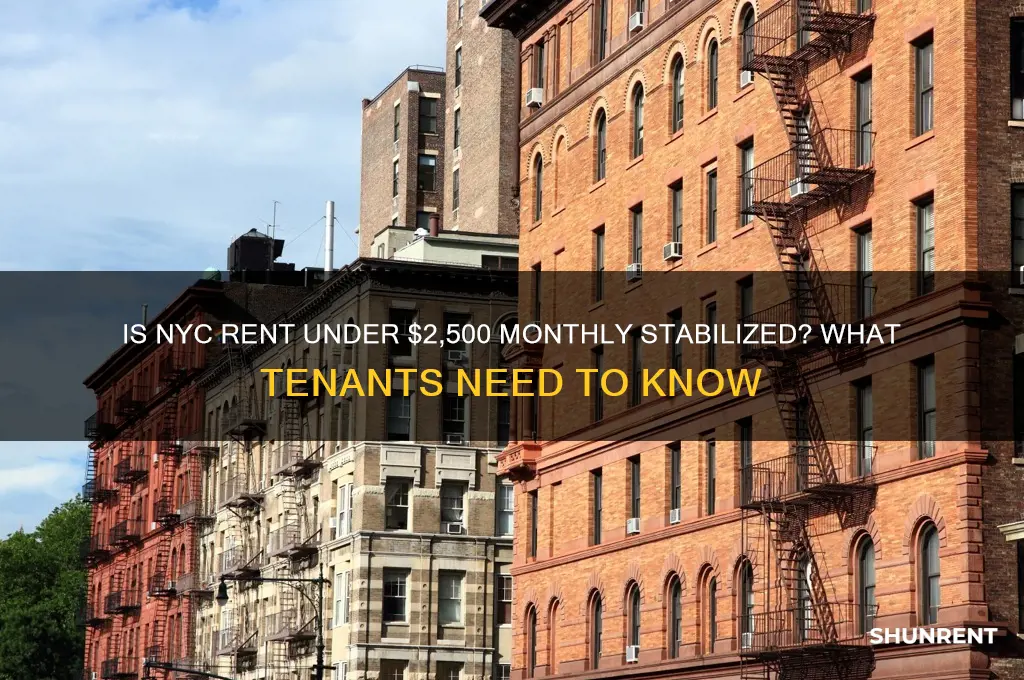is rent under 2500 monthly stabilized in nyc