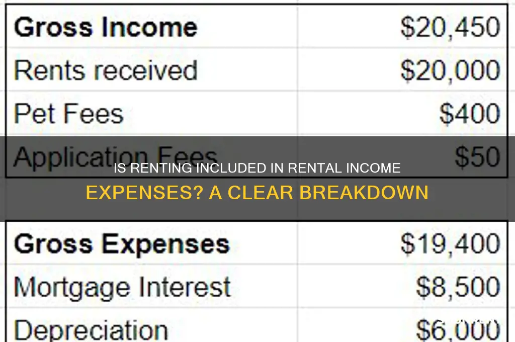 is renting included in rental income expenses