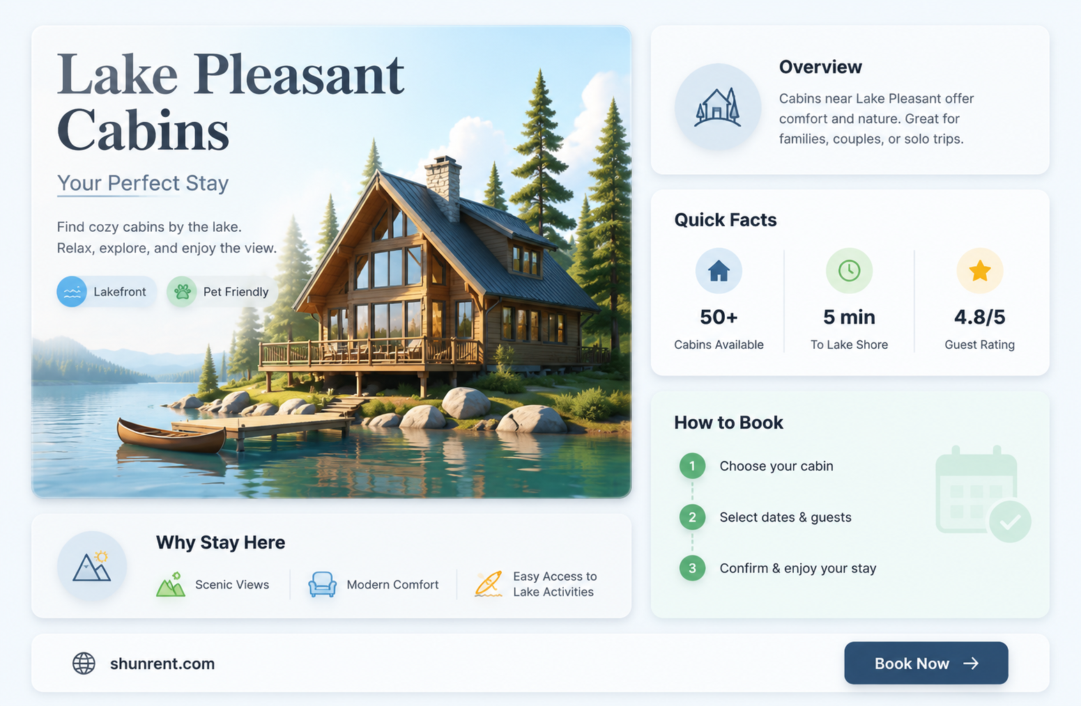 are there cabins to rent at lake pleasant