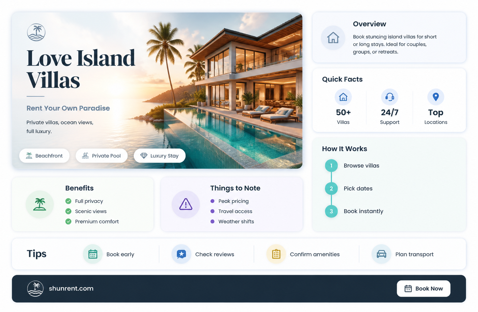 are love island villas for rent during off season