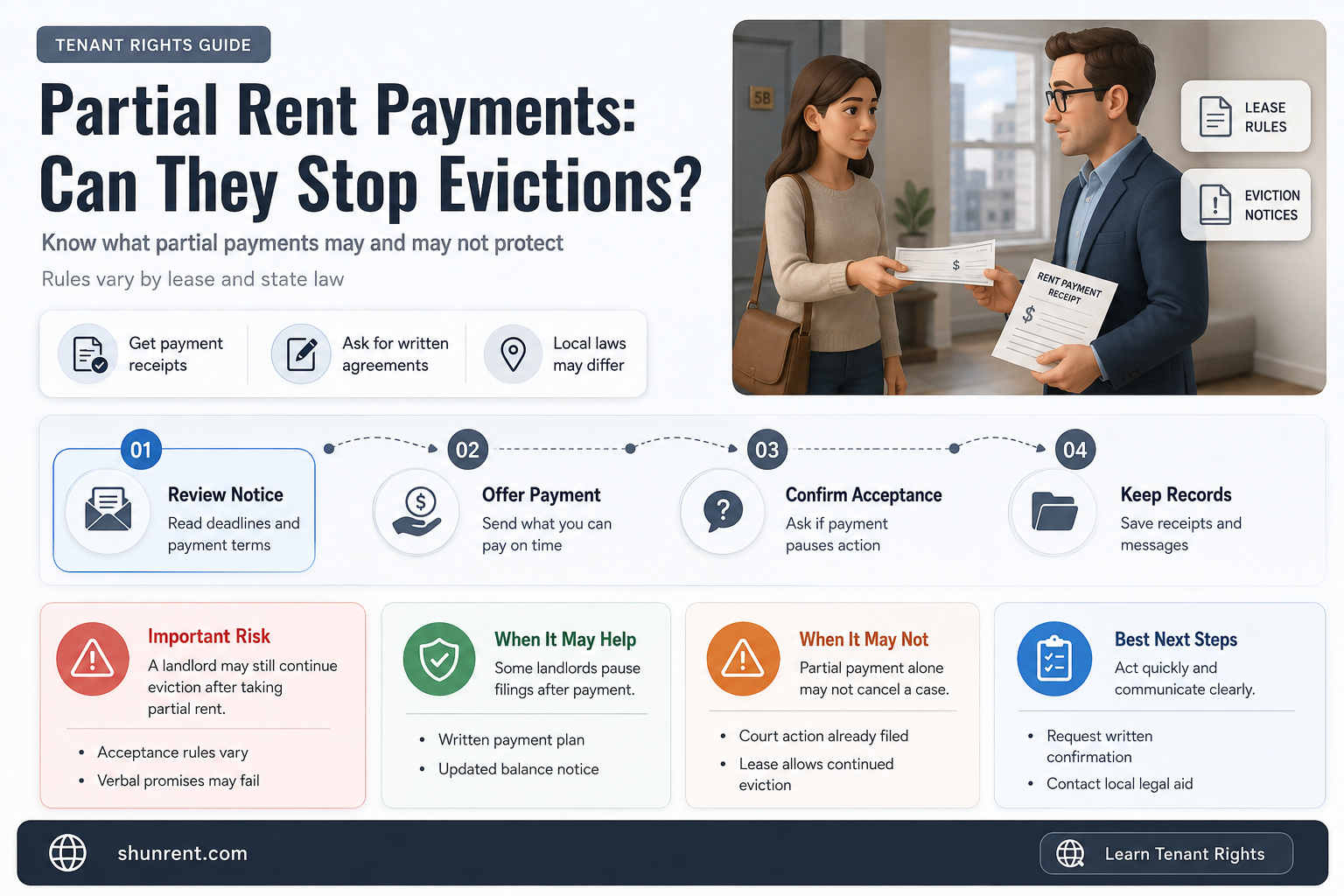 does a partial rent payment cancel out an evction notice