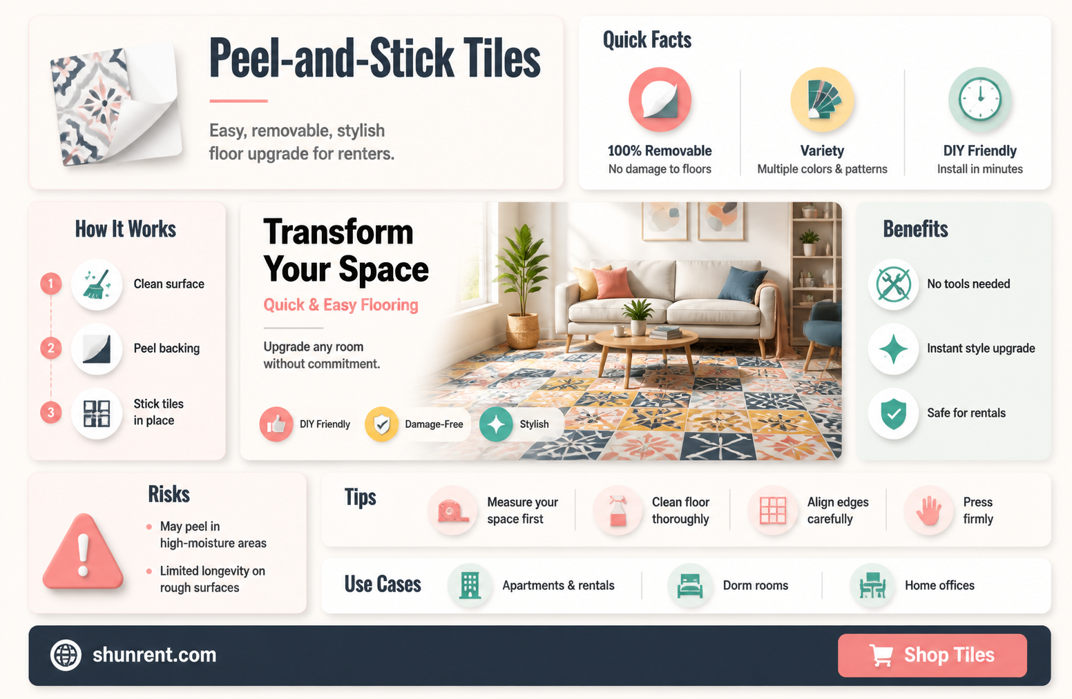 are peel and stick floor tiles renter friendly