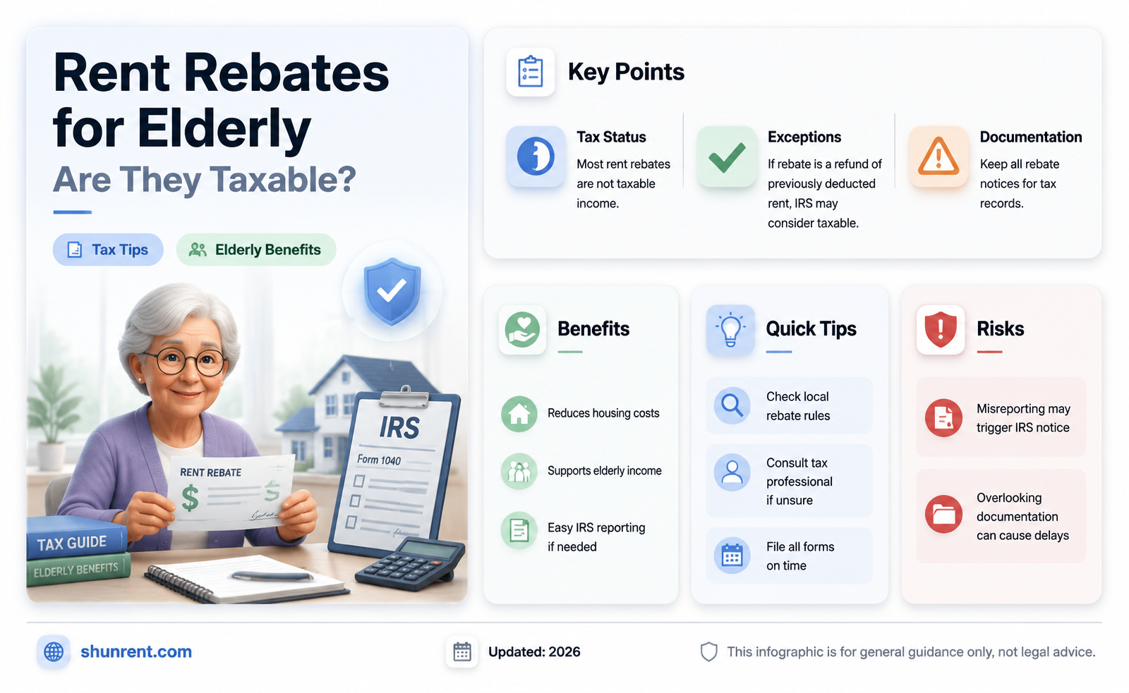 are state rent rebates for elderly irs taxable