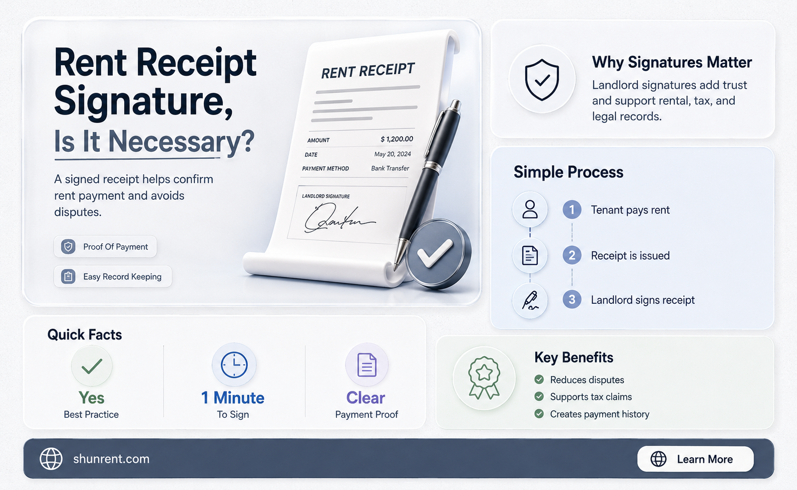 does a rent receipt need to be signed