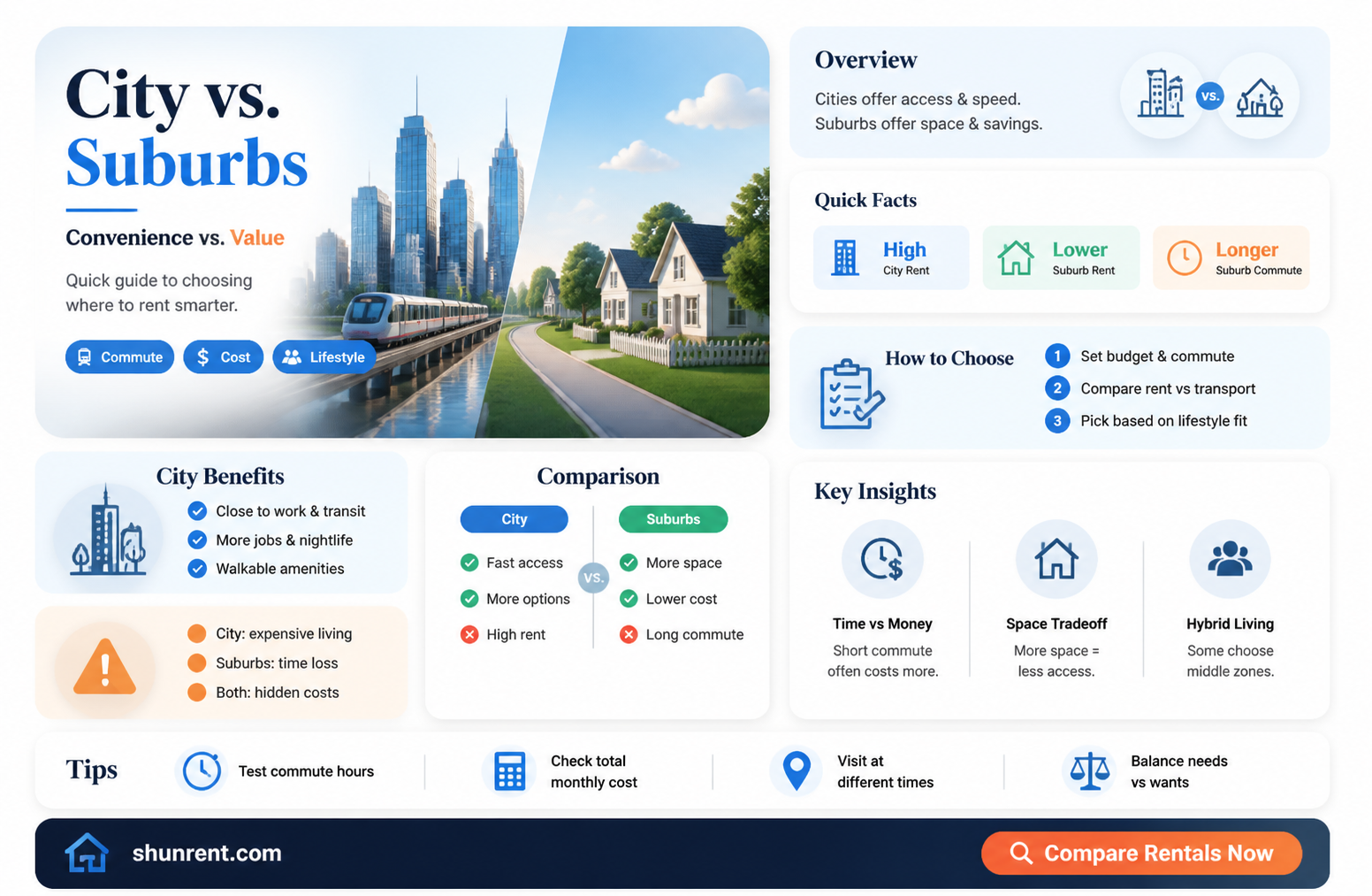 are cities easier to rent or suburbs