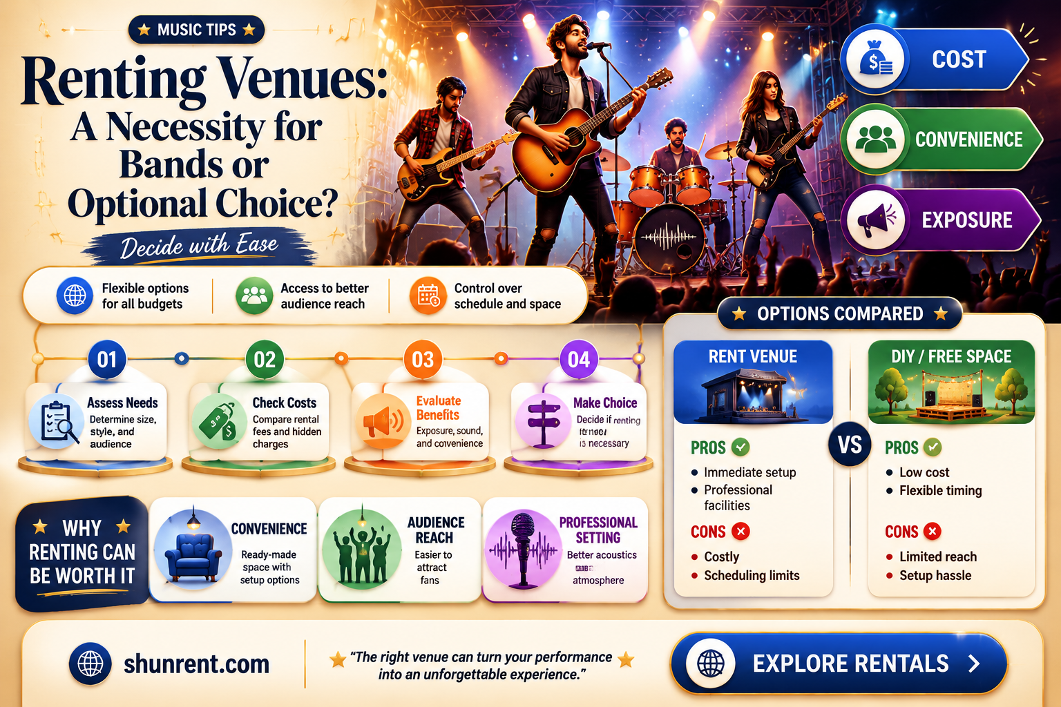 do bands have to rent out venues