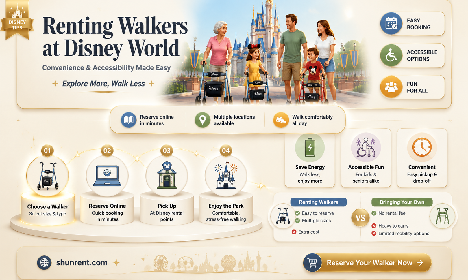 are walkers available to rent at disneyworld