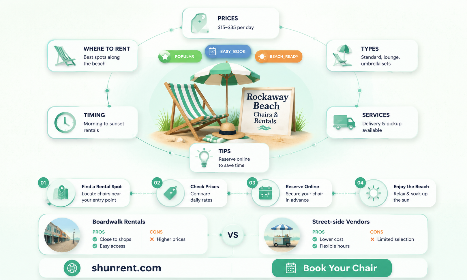 are there places to rent beach chairs on rockaway beach